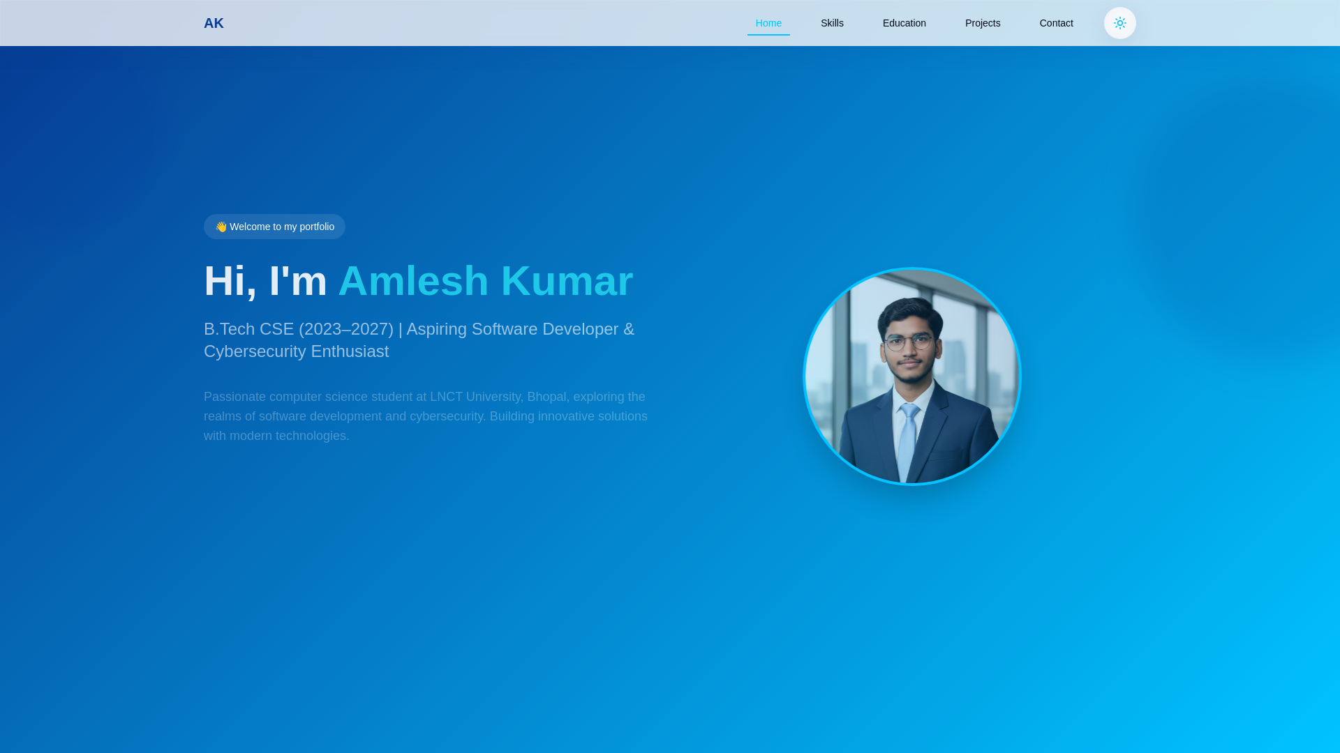 website screenshot of https://amleshkumar.tech/