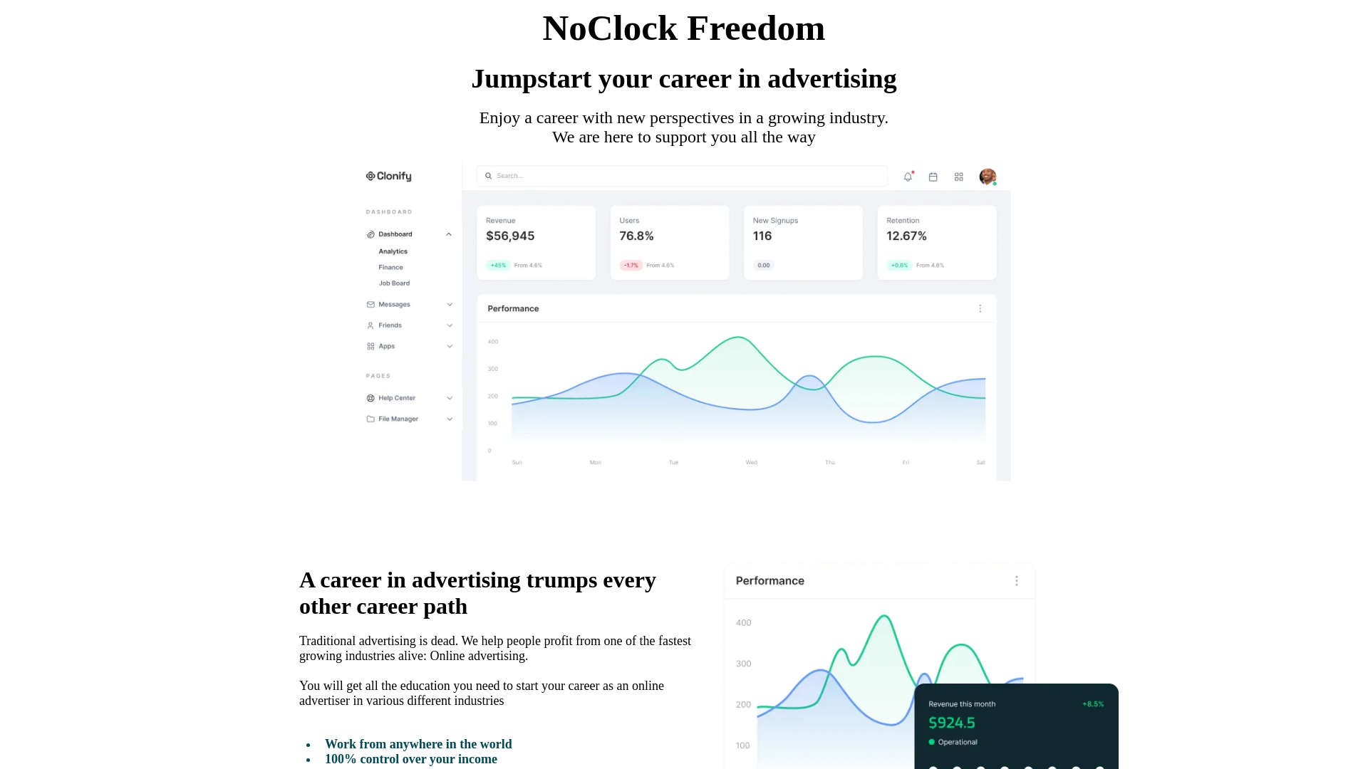 website screenshot of https://noclockfreedom.com/