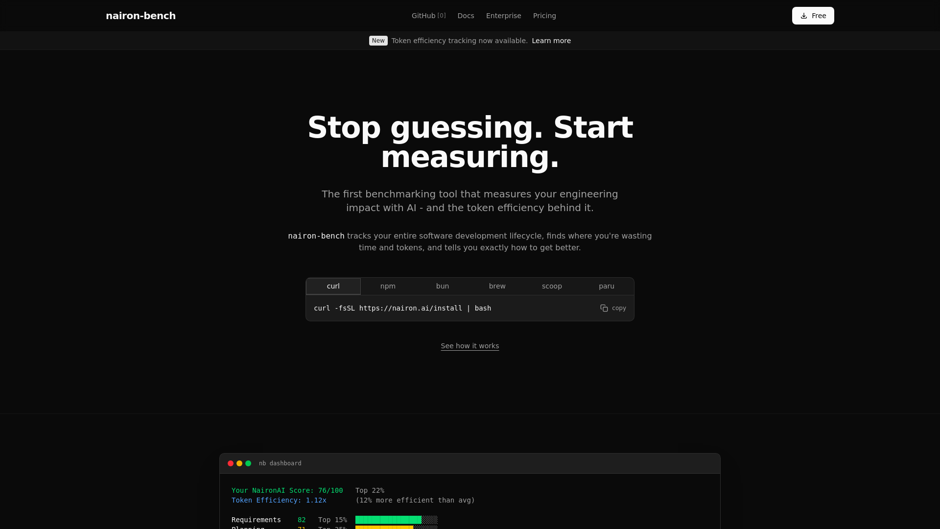 website screenshot of https://nairon-bench.pages.dev/