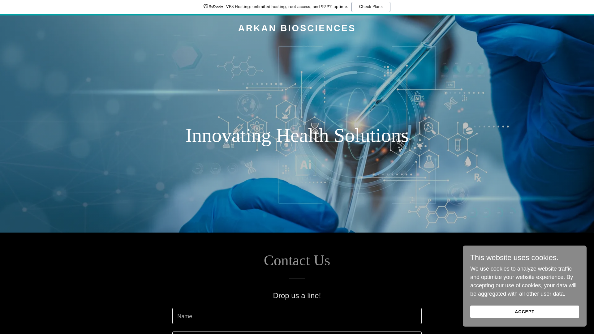 website screenshot of https://arkanbiosciences.com/