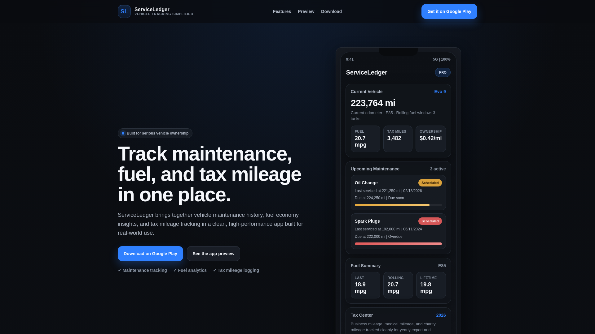 website screenshot of https://serviceledger.pro/