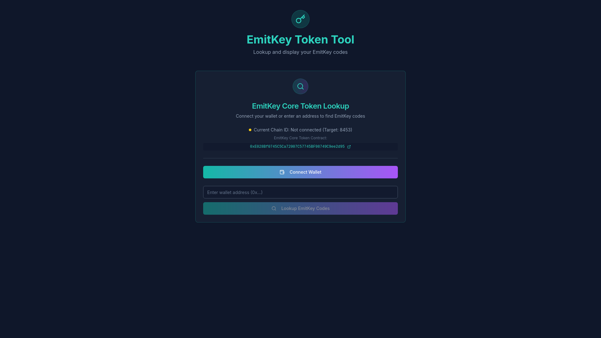 website screenshot of https://emitkey.app/