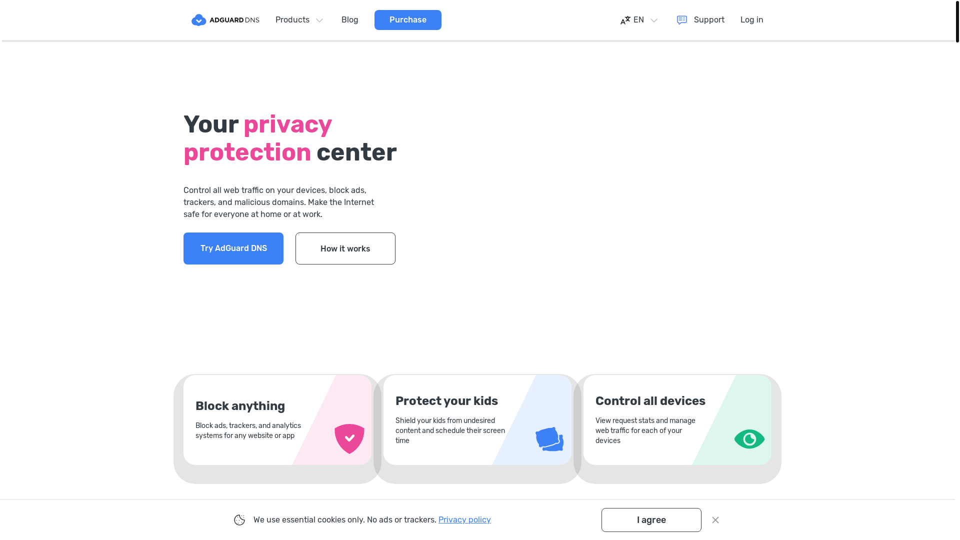 website screenshot of https://adguard-dns.com