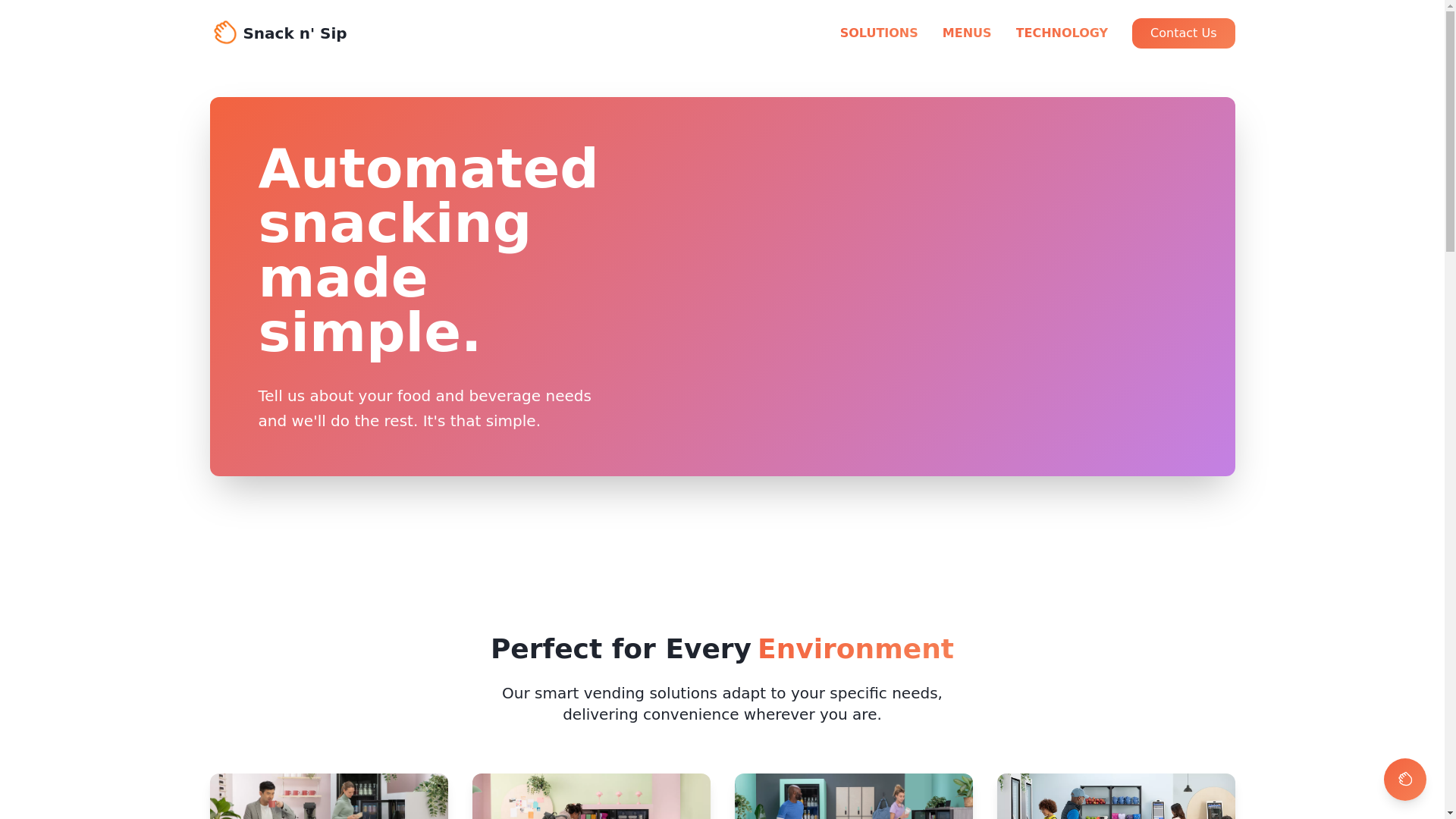 website screenshot of https://snacknsip.co/