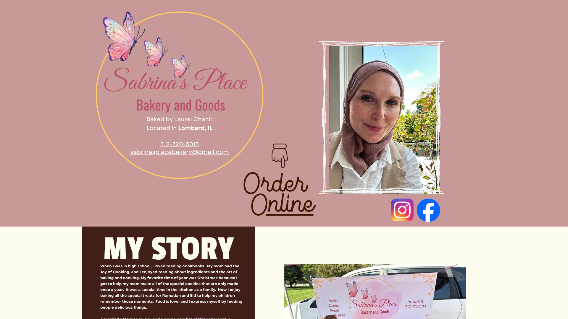 website screenshot of https://sabrinasplacebakery.com/
