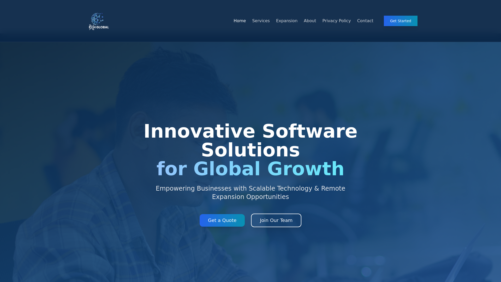 website screenshot of https://exhglobal.com/