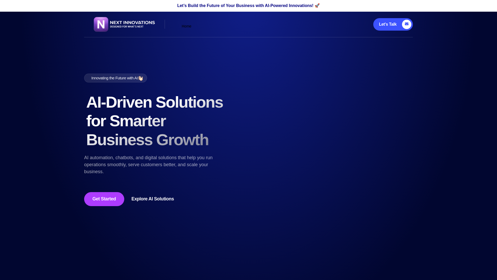 website screenshot of https://nextinnovations.ae