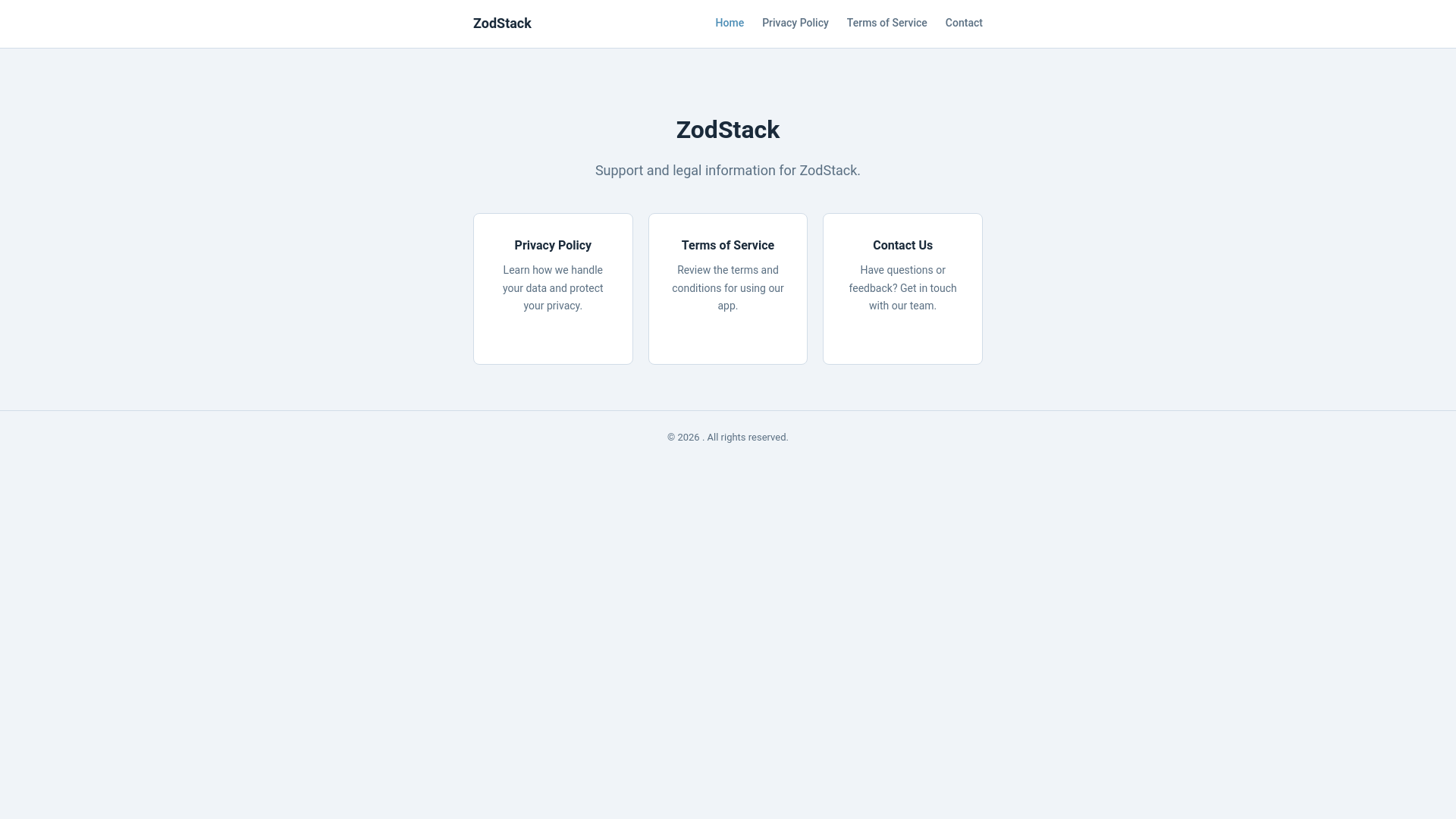 website screenshot of https://zodstack.space/