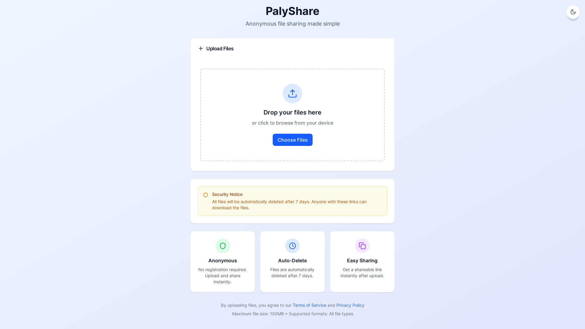 website screenshot of https://palyshare-frontend.pages.dev/