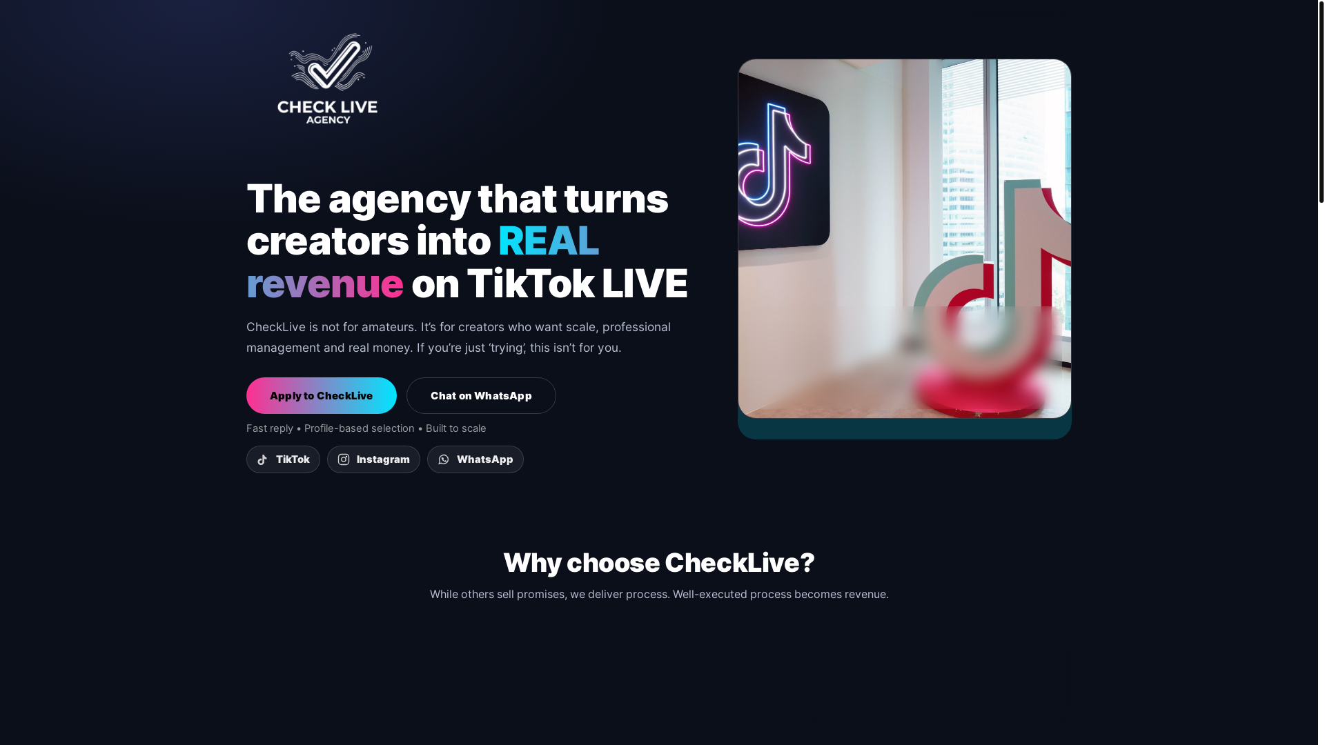 website screenshot of https://checklive.com.br/