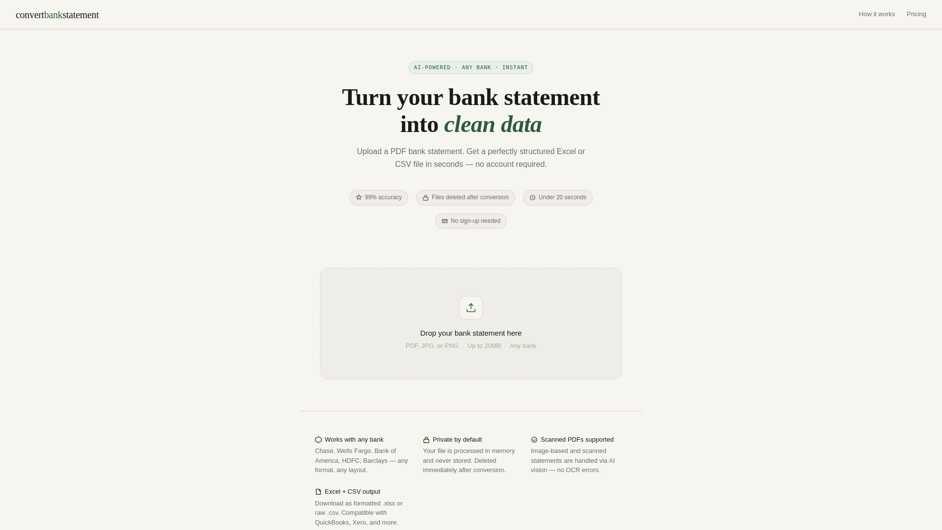 website screenshot of https://convertbankstatement.pages.dev/