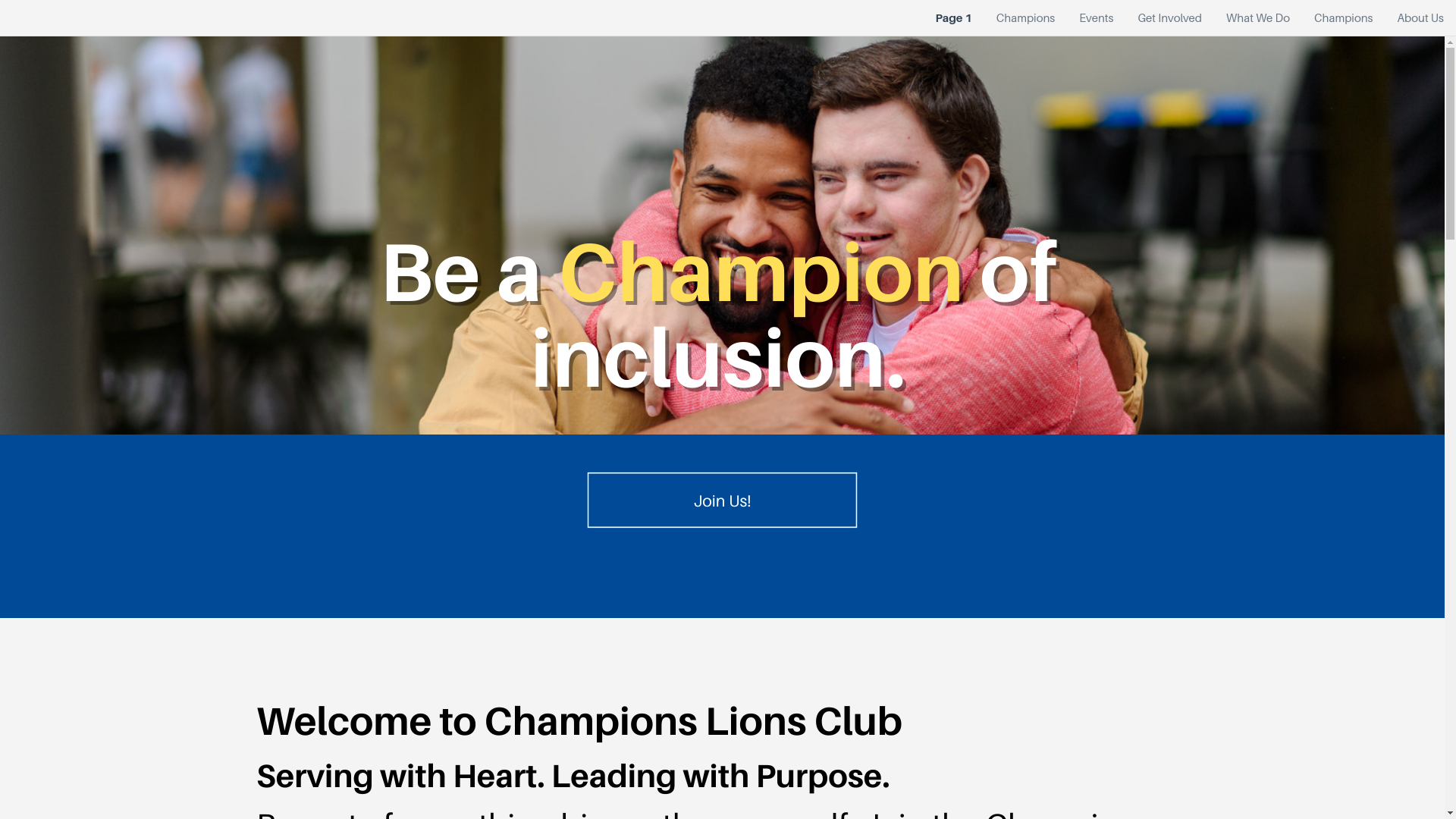 website screenshot of https://championslionswalco.org/