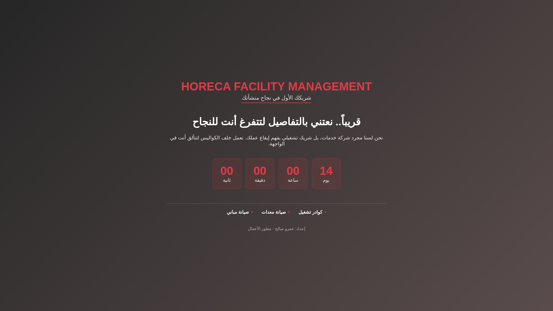 website screenshot of https://horeca-facility.com/