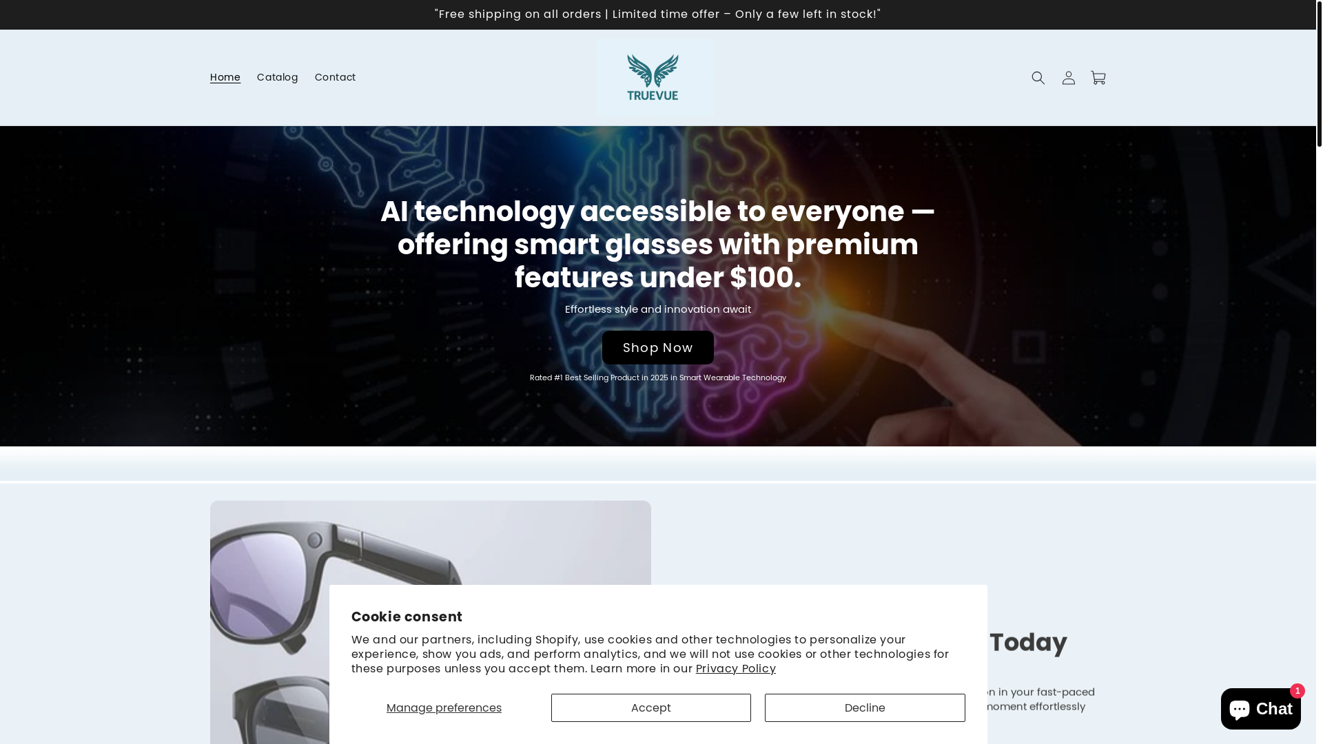 website screenshot of https://truevuetm.store/