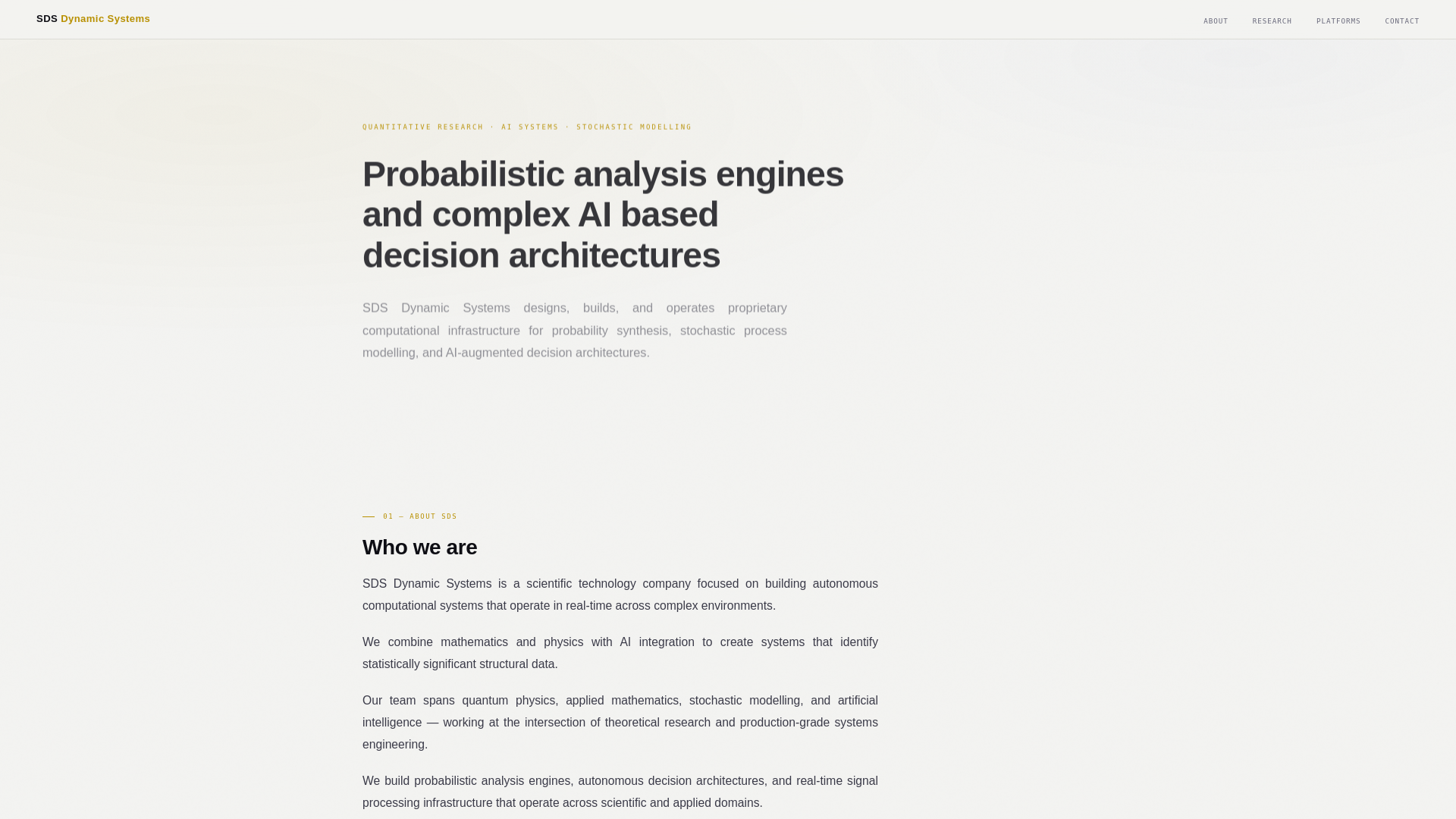website screenshot of https://sds-dynamic-systems.com