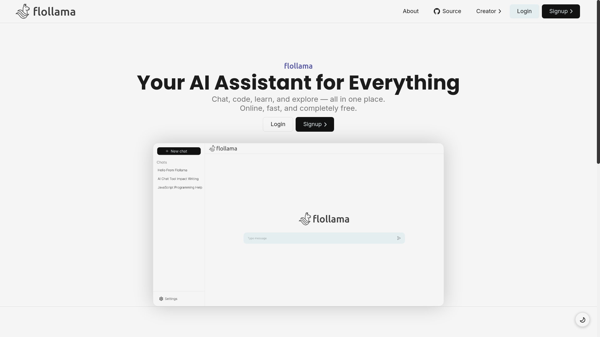 website screenshot of https://flollama.in/