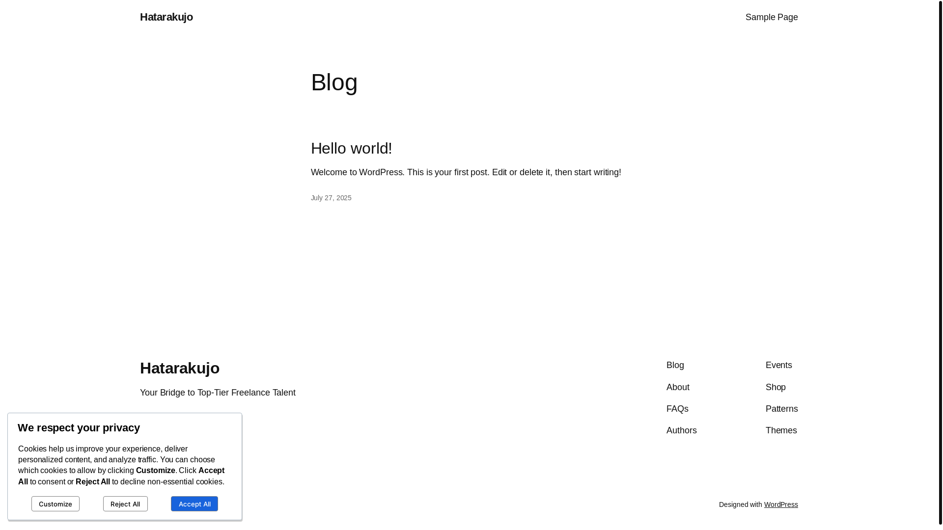 website screenshot of https://hatarakujo.com/