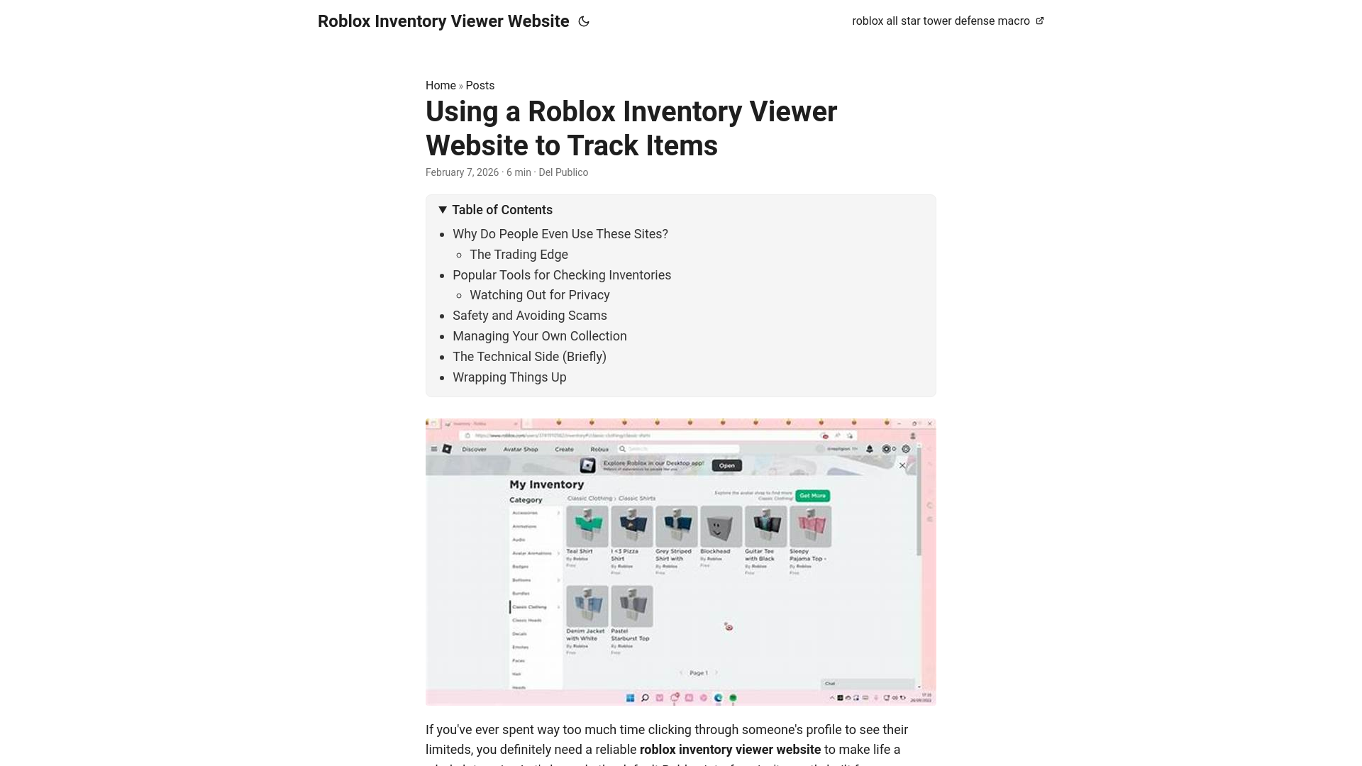 website screenshot of https://roblox-inventory-viewer-website.pages.dev/