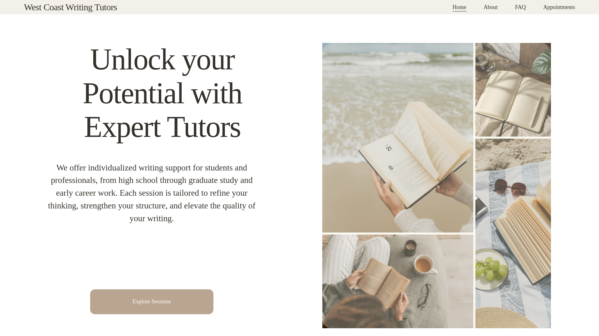 website screenshot of https://westcoastwritingtutors.com