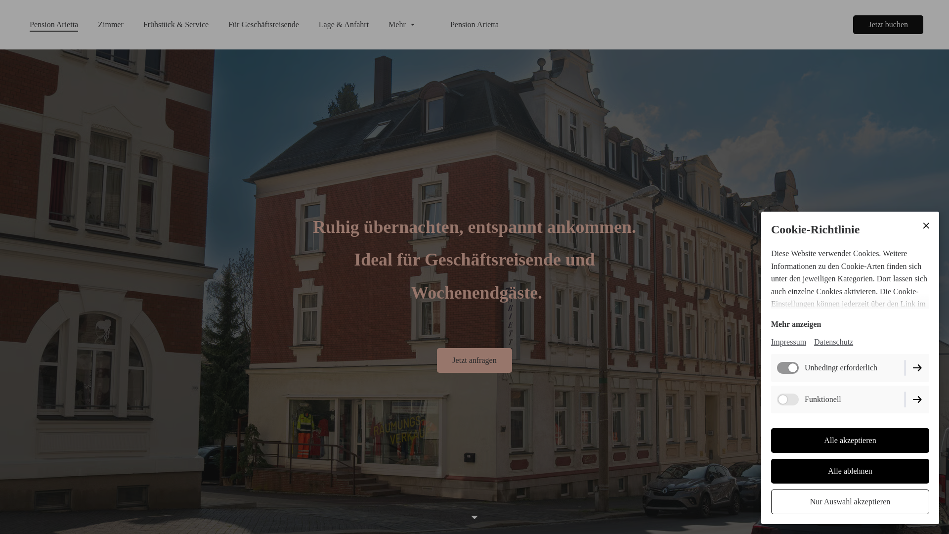 website screenshot of https://pensionarietta.de/