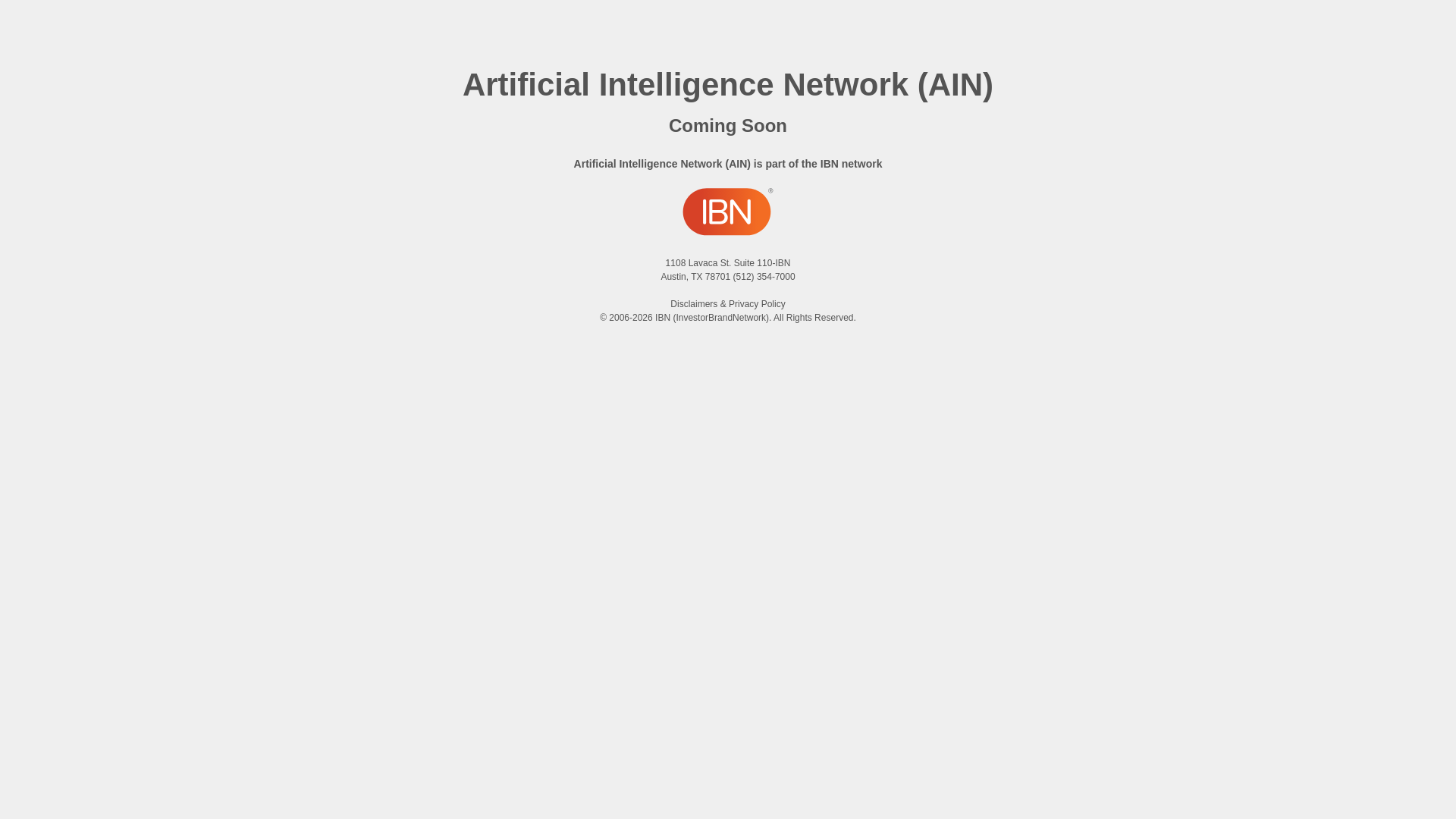 website screenshot of https://www.ain.live