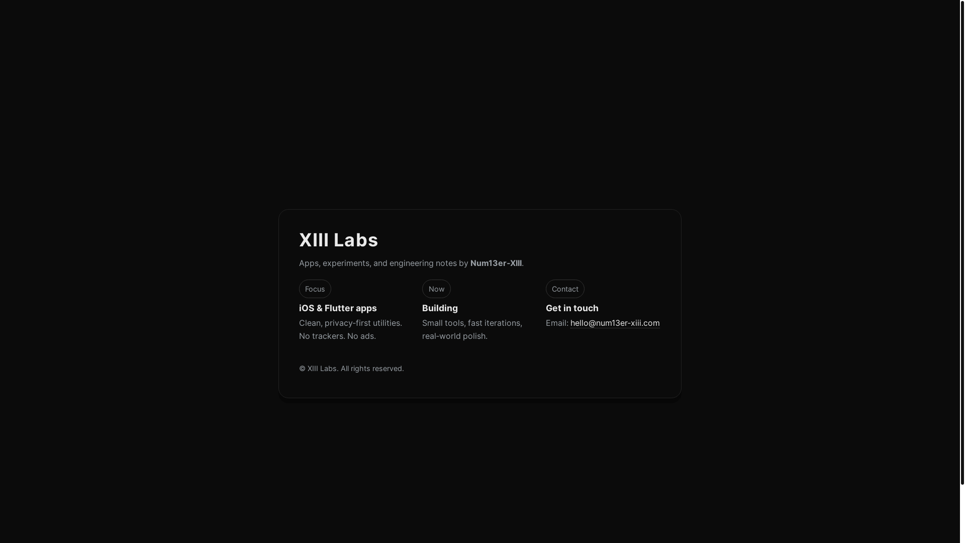 website screenshot of https://xiii-labs-site.pages.dev/