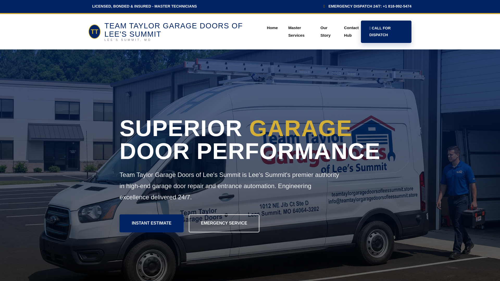 website screenshot of https://teamtaylorgaragedoorsofleessummit.store/