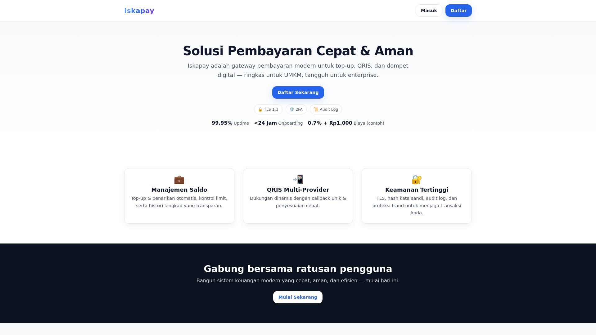 website screenshot of https://iskapay.com