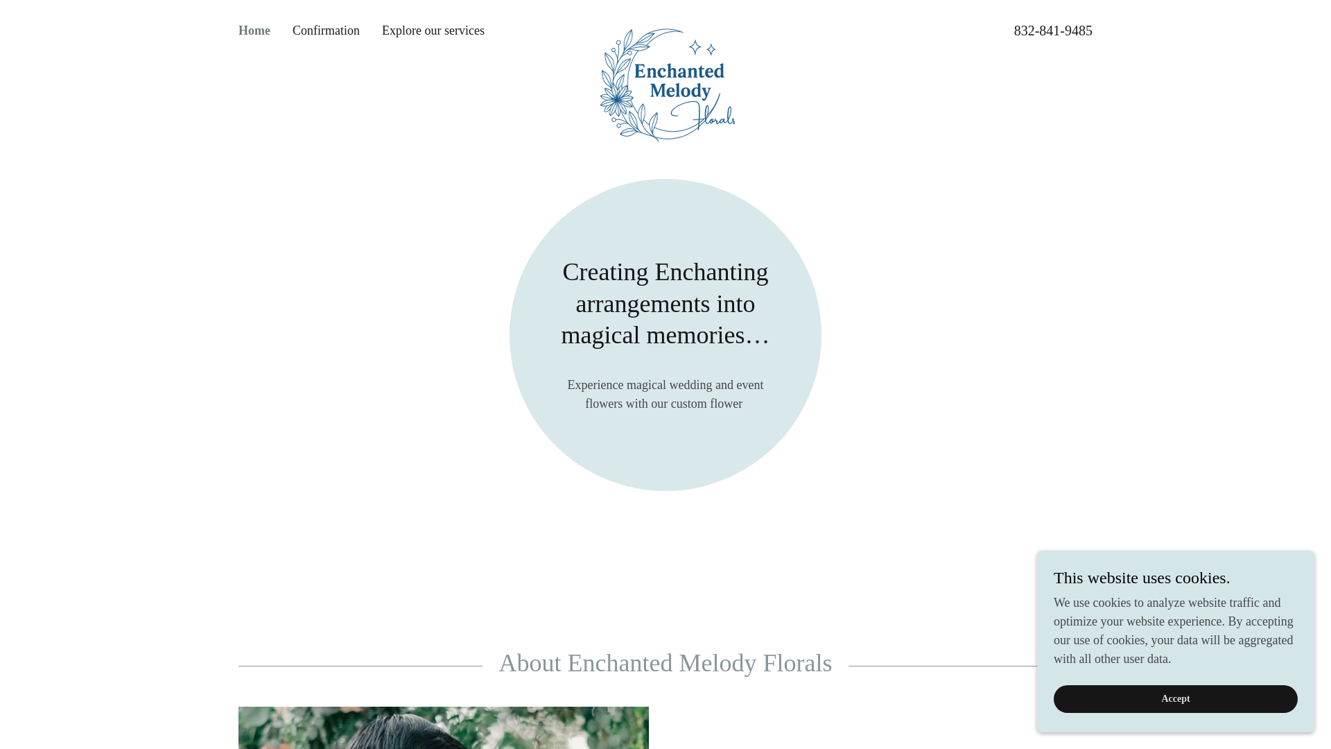 website screenshot of https://enchantedmelodyflorals.com/