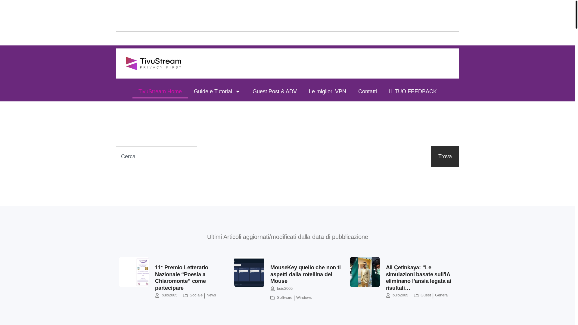 website screenshot of https://tivustream.com/