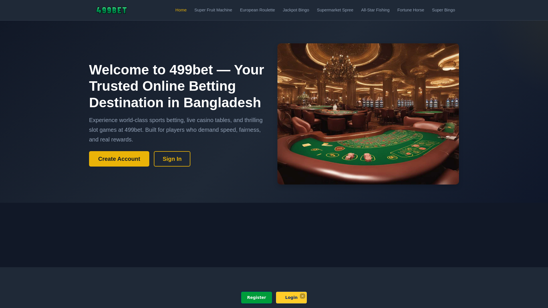 website screenshot of https://499bet.cam