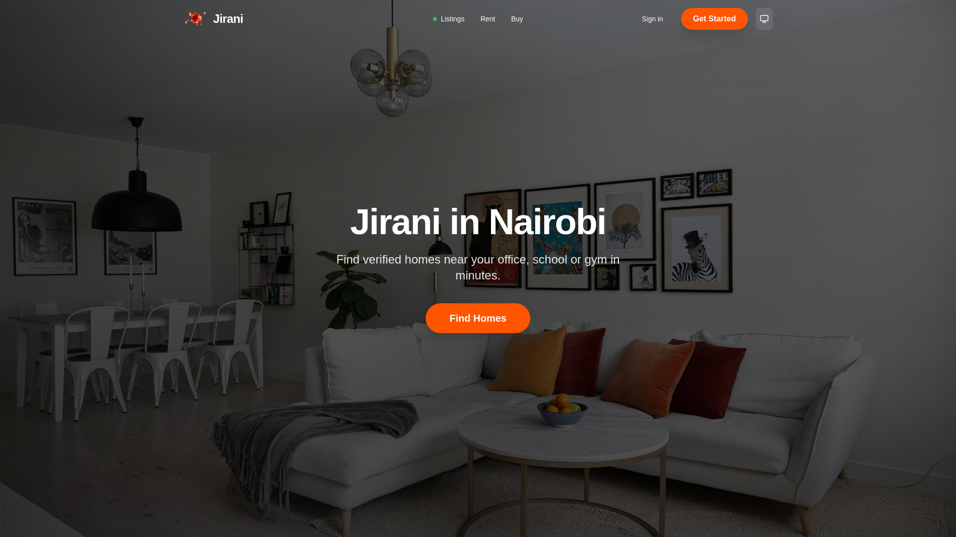 website screenshot of https://getjirani.com/