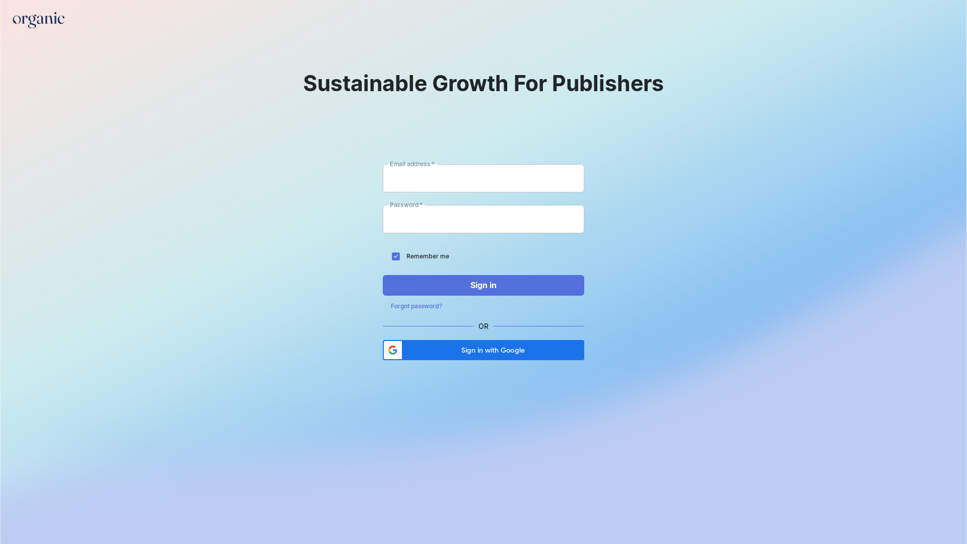website screenshot of https://app.organic.ly/