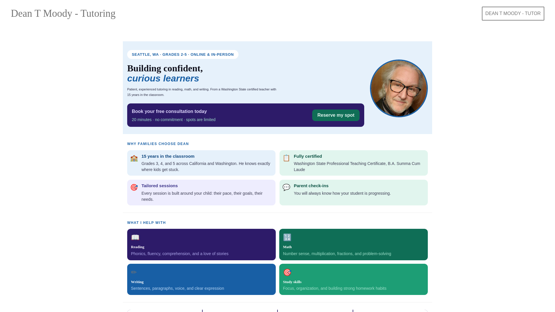 website screenshot of https://deantmoody-gr2-5-tutor.com