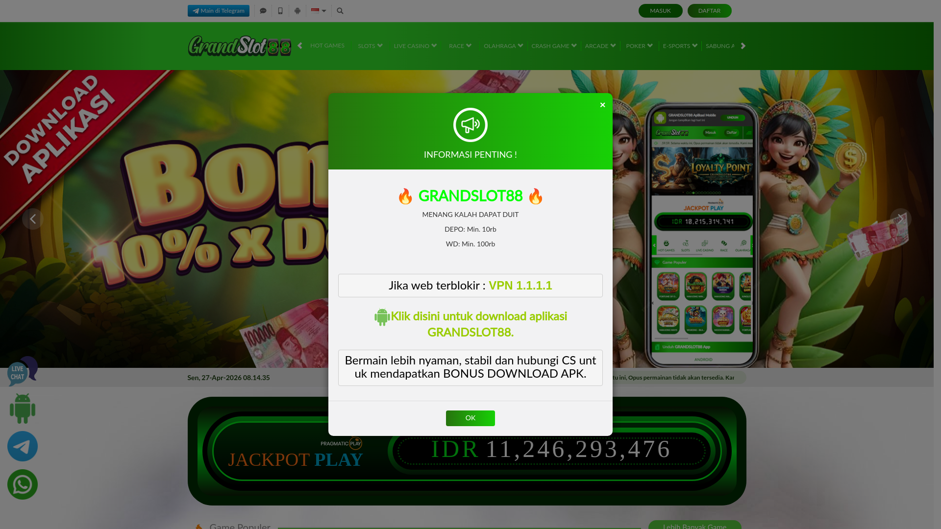 website screenshot of https://grandslot88yuk.xyz/