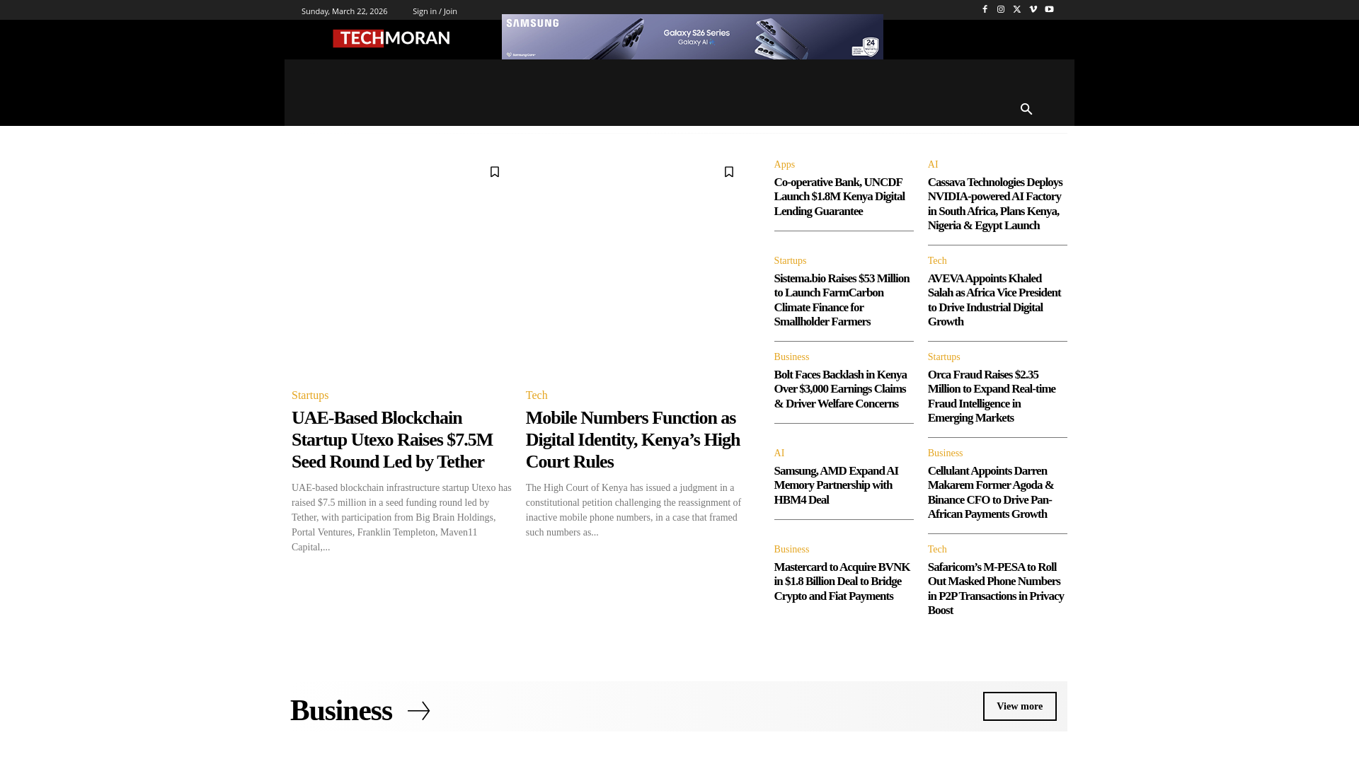 website screenshot of https://techmoran.com