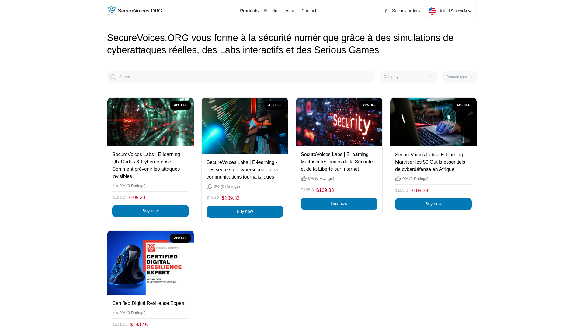 website screenshot of https://securevoices.store/