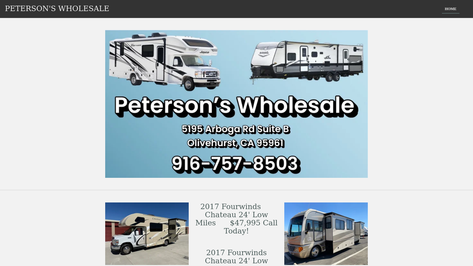 website screenshot of https://petersonswholesale.com