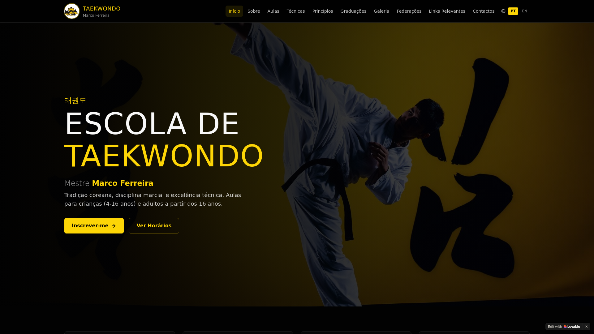 website screenshot of https://escolamarcoferreira.com/