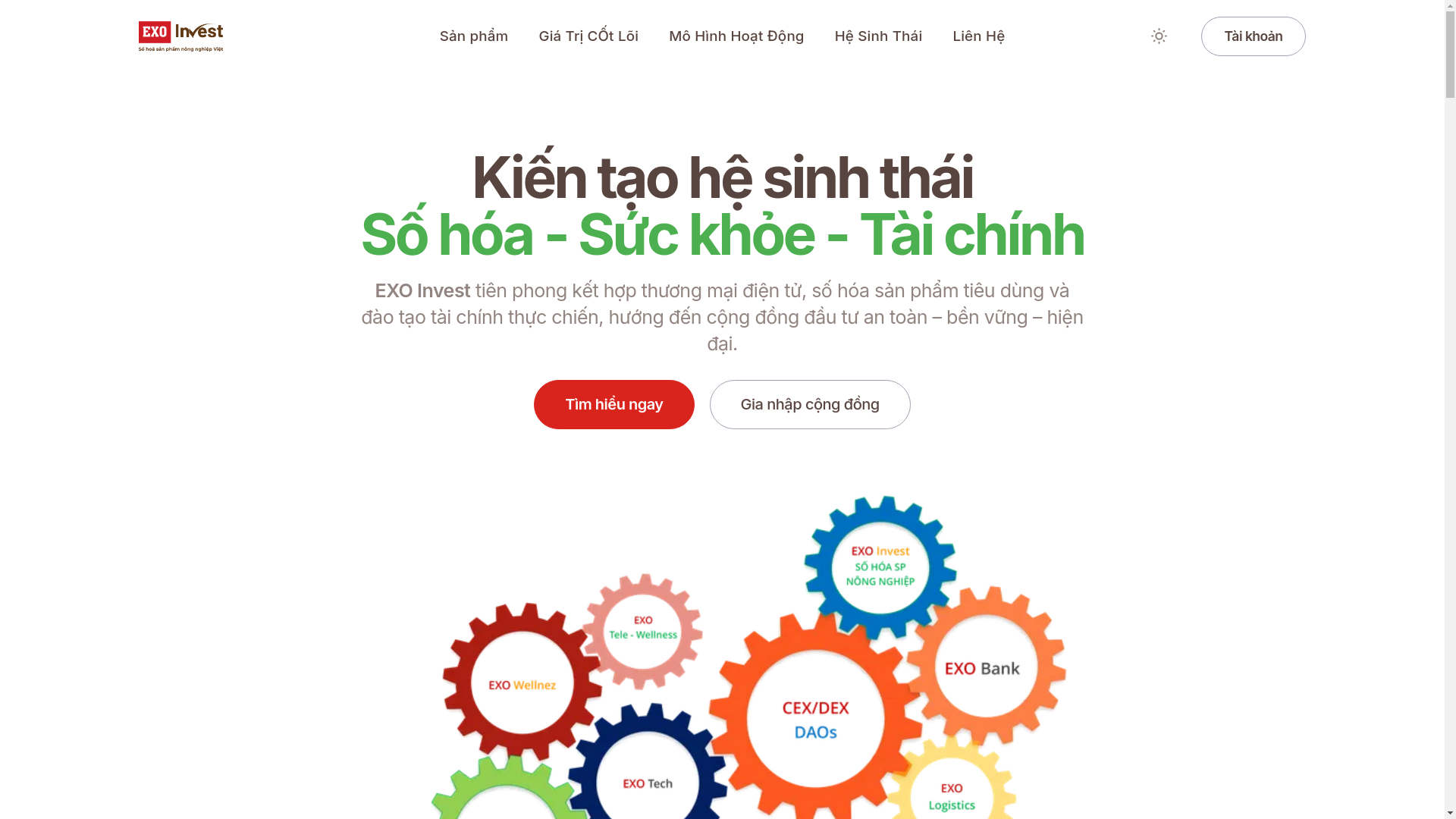 website screenshot of https://exoinvest.com.vn/