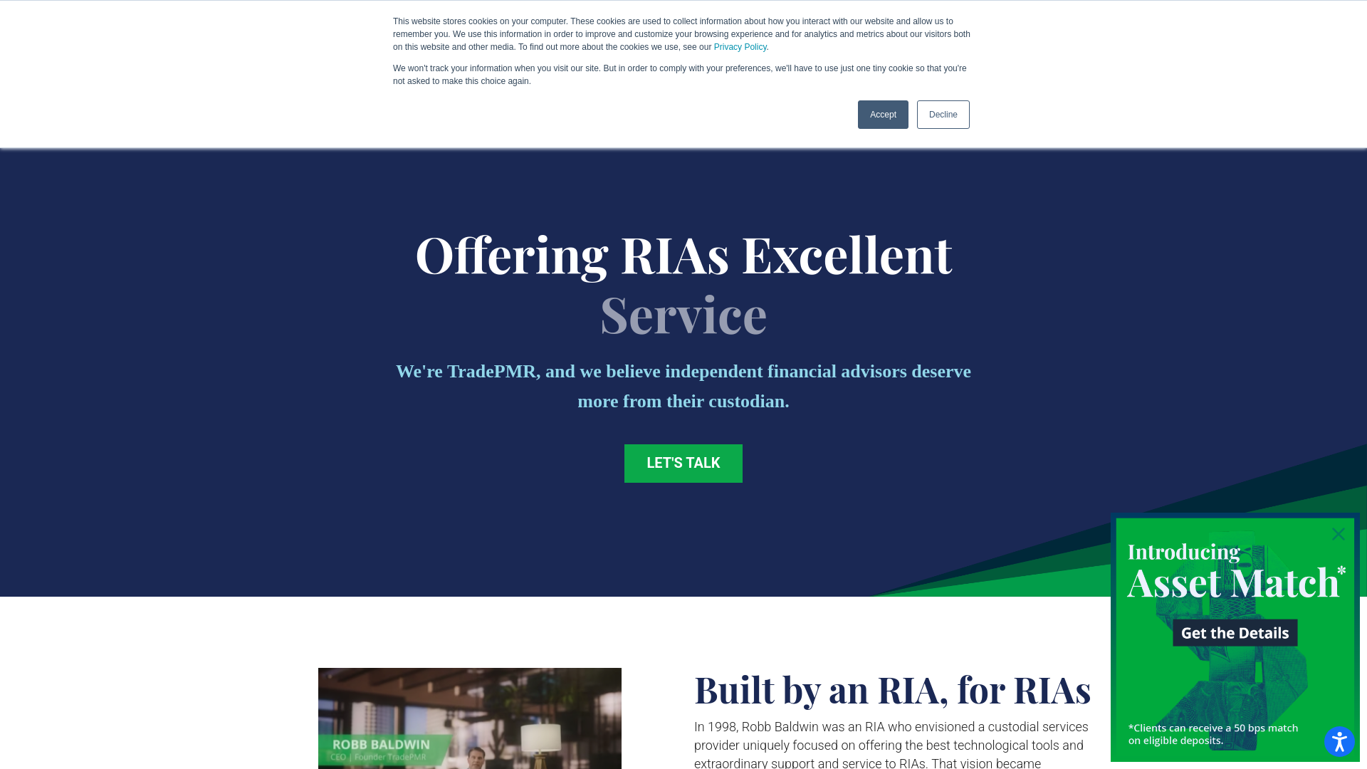 website screenshot of https://www.tradepmr.com/