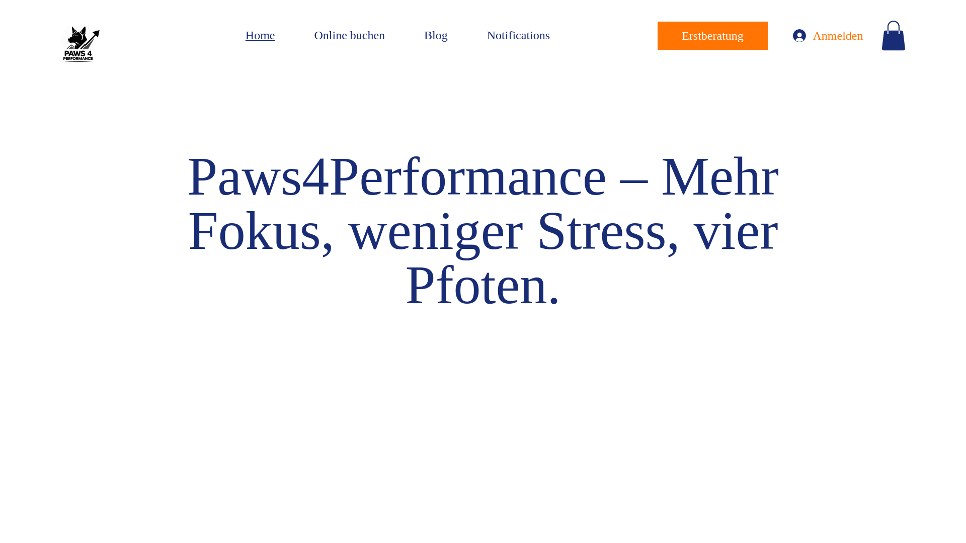 website screenshot of https://pawsforperformance.com/
