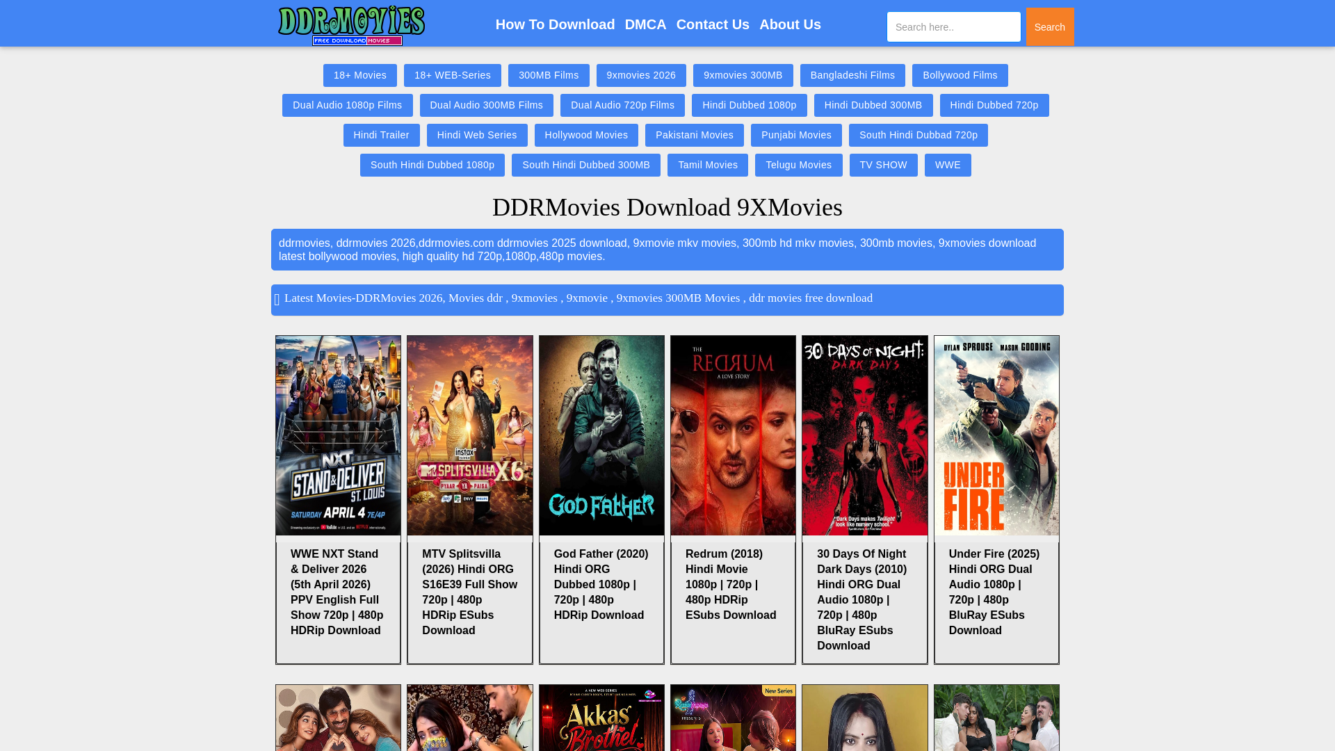 website screenshot of https://ddrmovies.food
