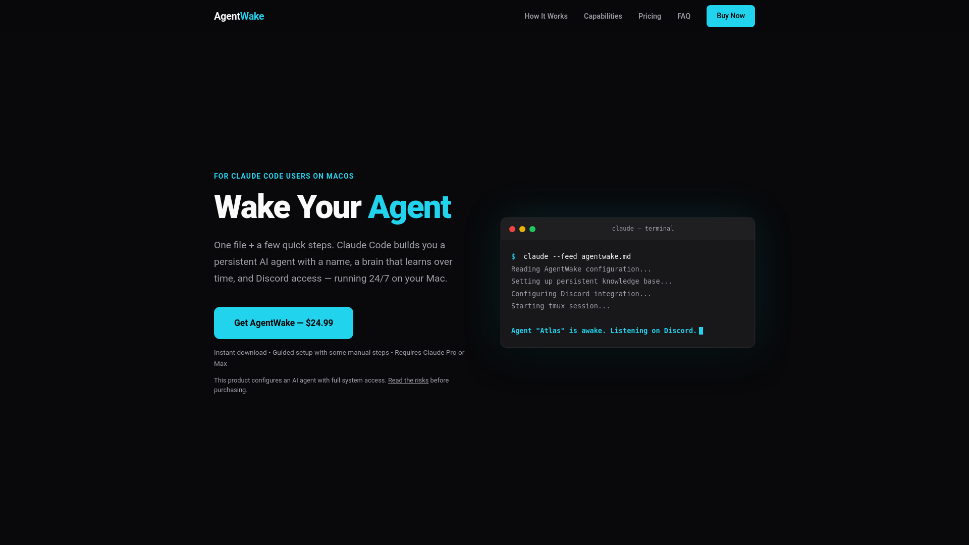 website screenshot of https://agentwake.pages.dev/