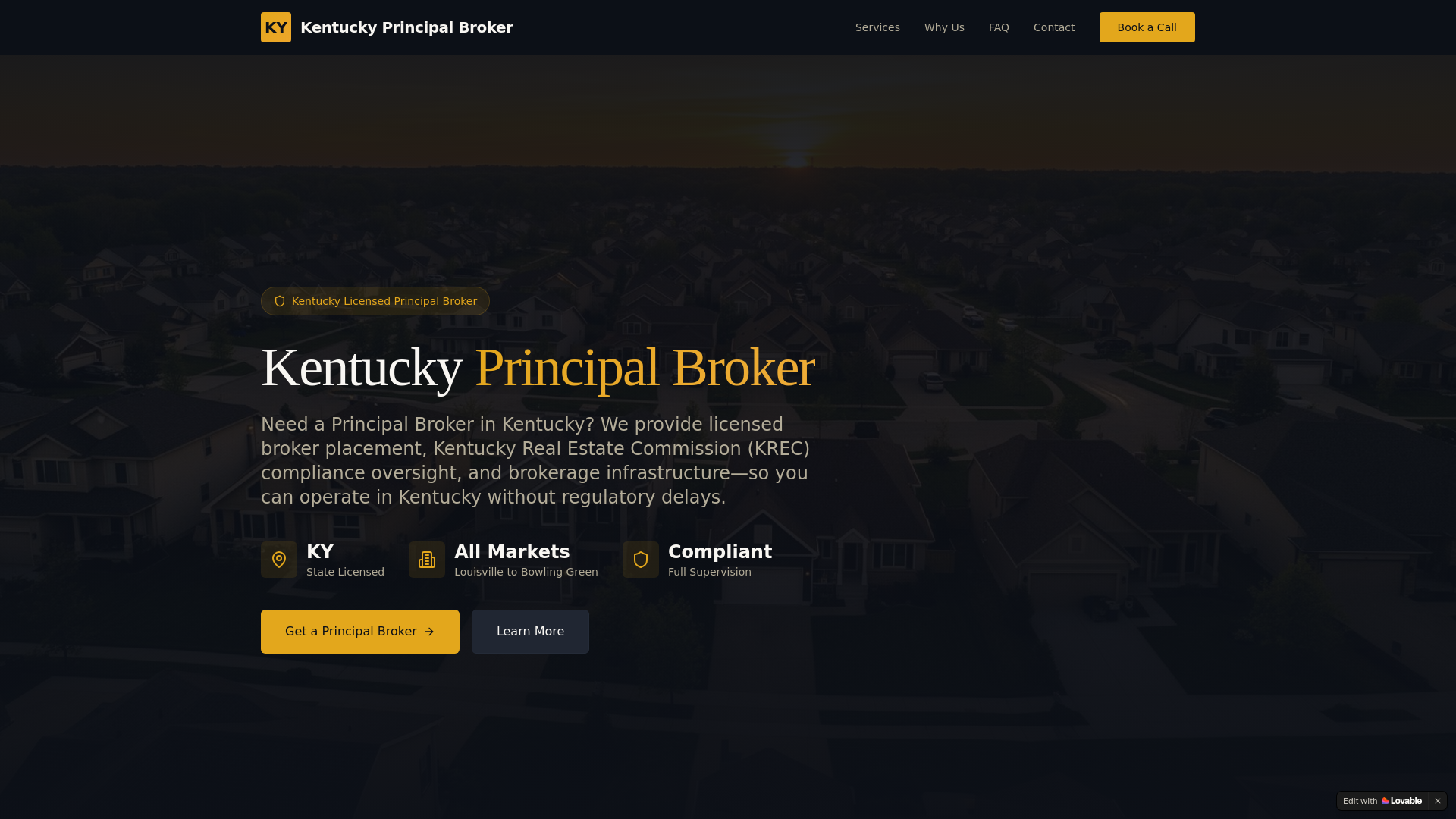 website screenshot of https://kentuckyprincipalbroker.com