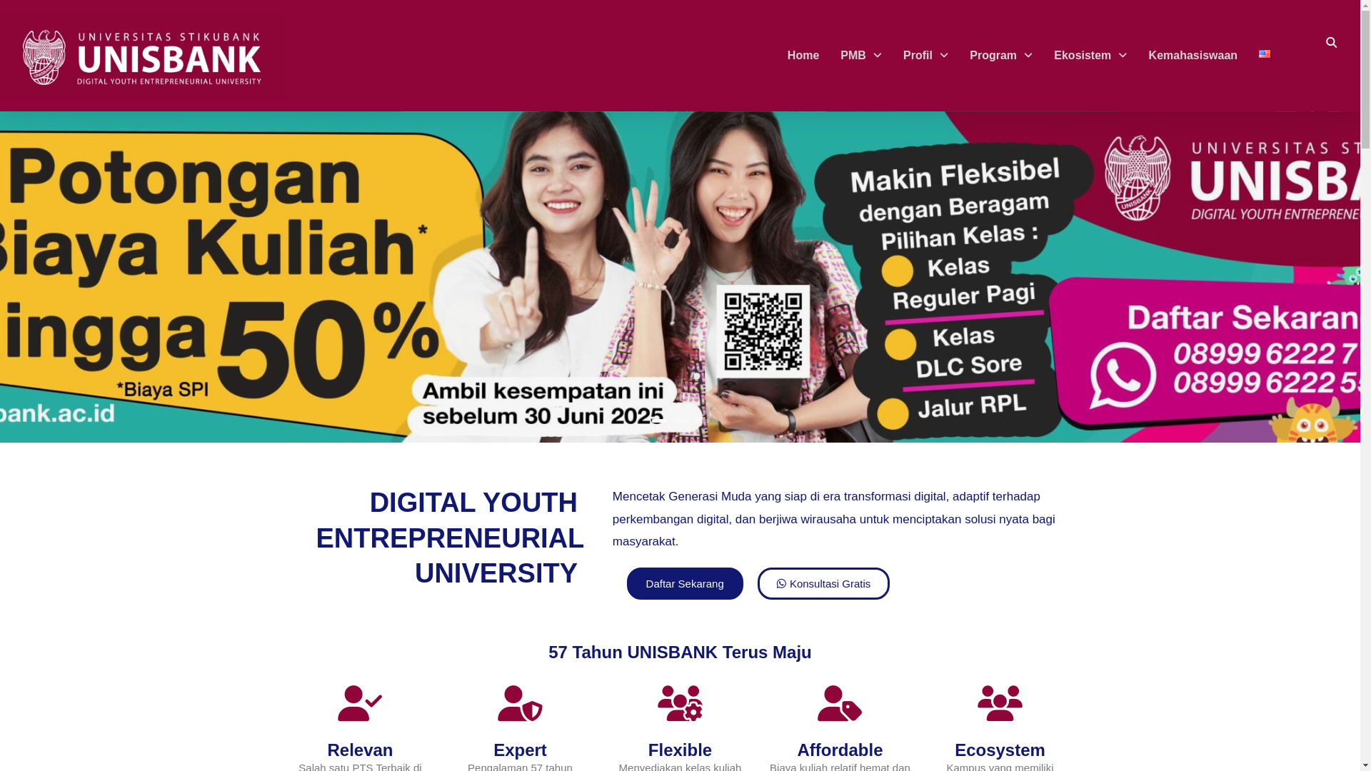 website screenshot of https://unisbank.ac.id/