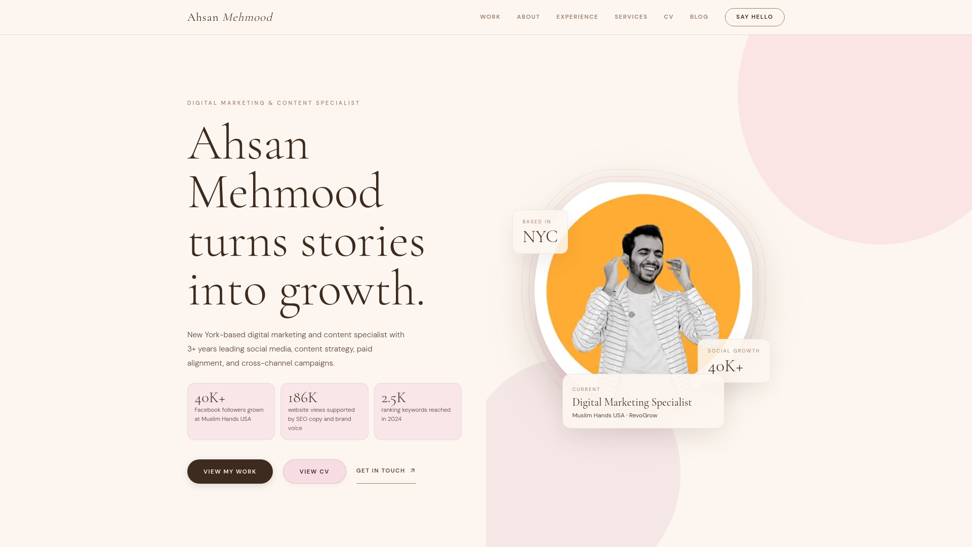 website screenshot of https://ahsanaable.com/