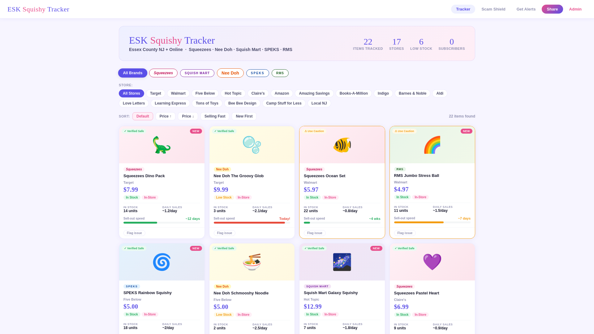 website screenshot of https://esksquishytracker.com/