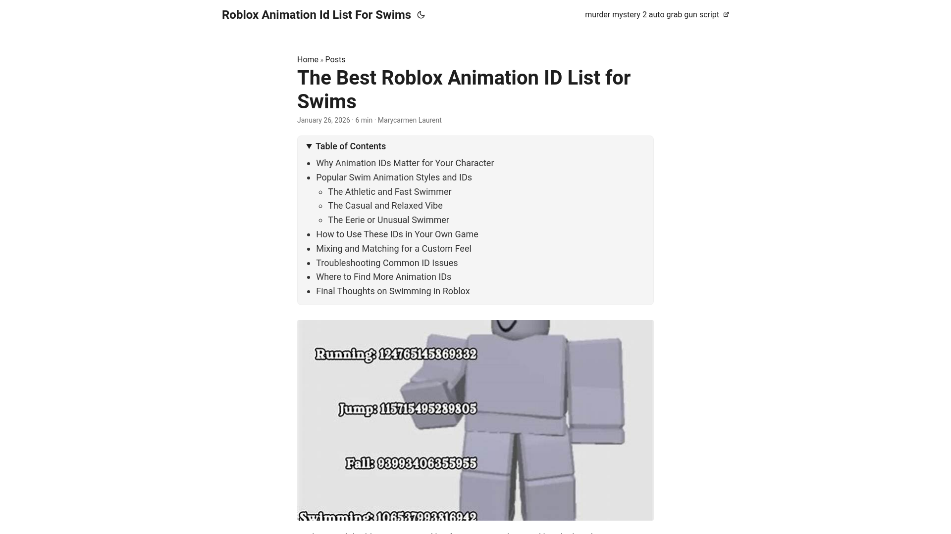 website screenshot of https://roblox-animation-id-list-for-swims.pages.dev/