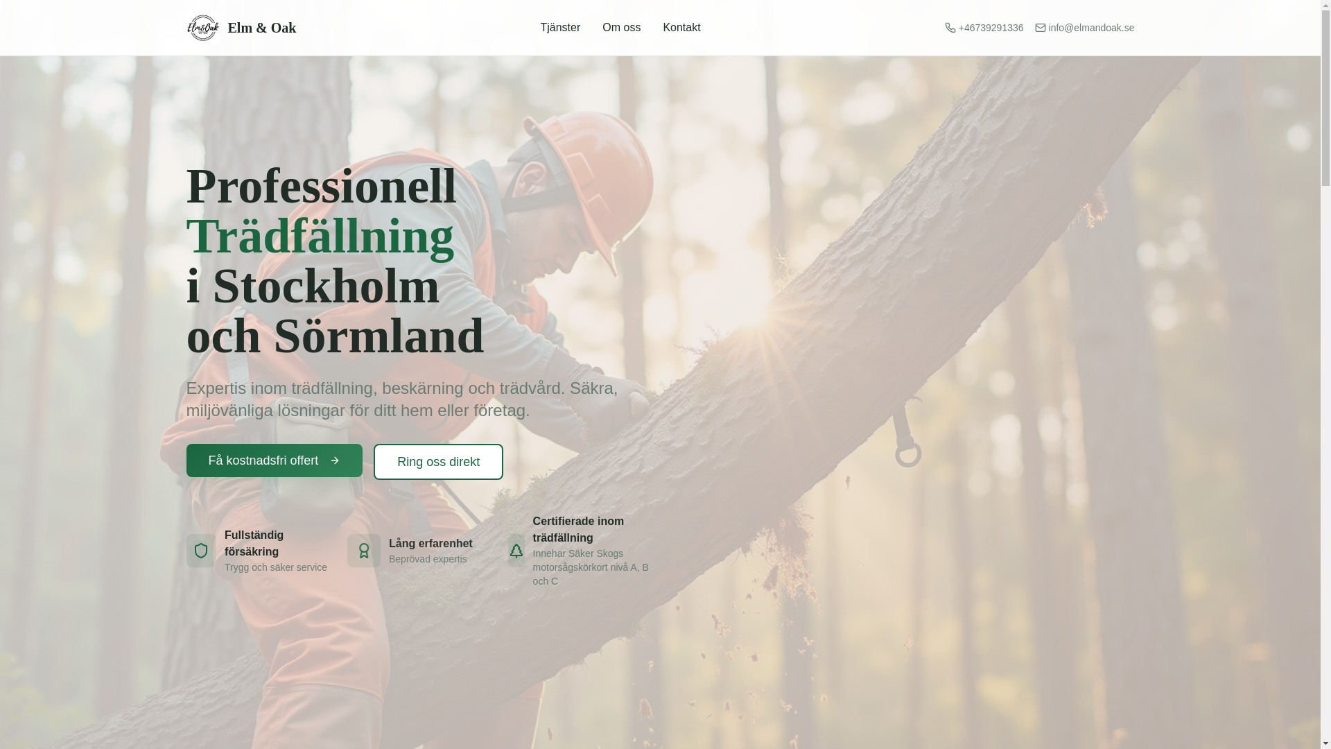 website screenshot of https://elmandoak.se/